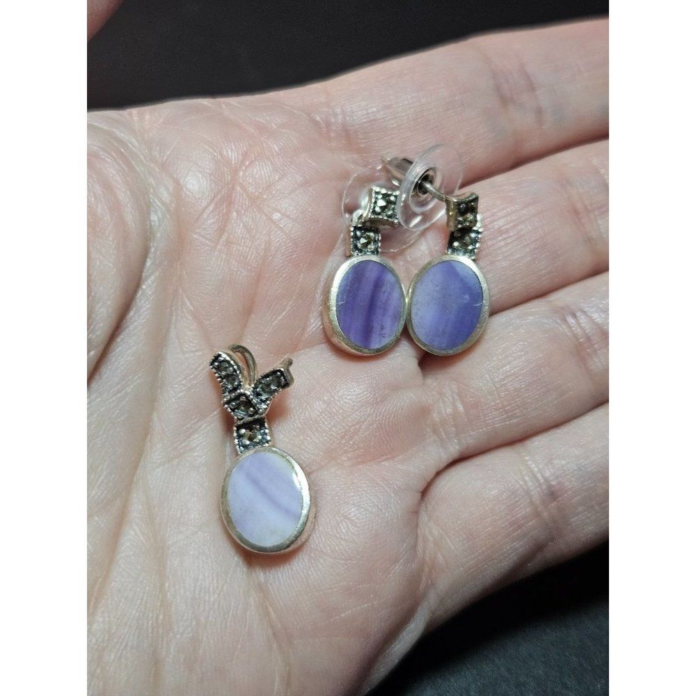 Sunstone Imports vintage sterling silver earring and pendant set